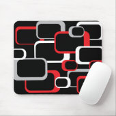 Tapis De Souris Motif Carré rouge blanc et gris noir (Avec souris)