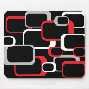 Tapis De Souris Motif Carré rouge blanc et gris noir