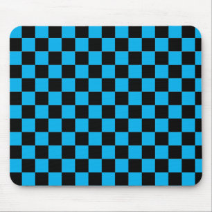 Tapis De Souris Motif carreauté bleu ciel et noir