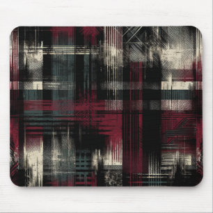 Tapis De Souris Motif carreaux écossais grunge alternatif dévasté