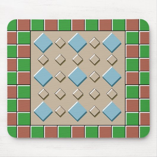 Tapis De Souris Motif Carreaux verts et Brown (Devant)