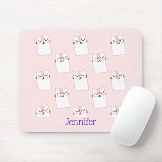 Tapis De Souris Motif chat chaton mignon dormant (Avec souris)