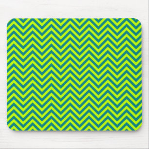 Tapis De Souris Motif Chevron Bleu Vert Et Vert Citron