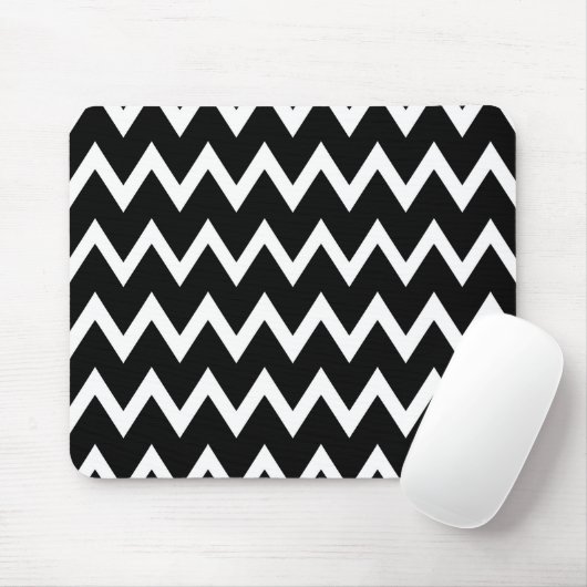 Tapis De Souris Motif Chevron noir et blanc (Avec souris)
