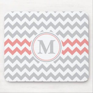 Tapis De Souris Motif Chevron rose Girl avec Monogramme