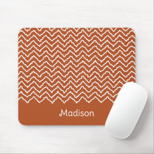 Tapis De Souris Motif Chevron Zigzag Gribouillé Brun Terracotta