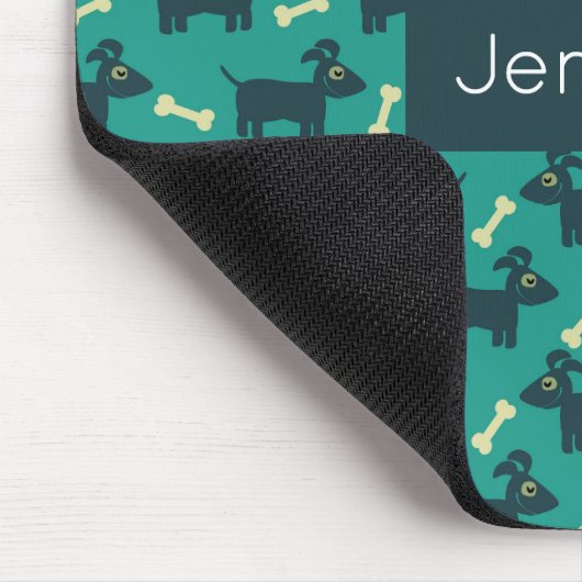 Tapis De Souris Motif chien mignon avec os sur Arrière - plan vert (Coin)