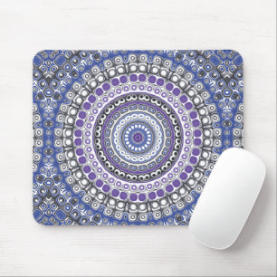 Tapis De Souris Motif circulaire géométrique mandala bleu et viole