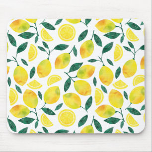 Tapis De Souris Motif citron jaune aquarelle