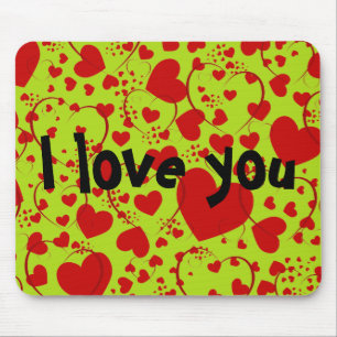 Tapis De Souris Motif CŒUR ART 5 + votre texte vert clair