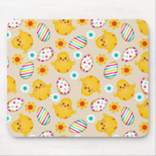 Tapis De Souris Motif coloré OEufs de Pâques et poussins