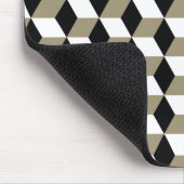 Tapis De Souris Motif Cubes 3D noir et blanc kaki (Coin)