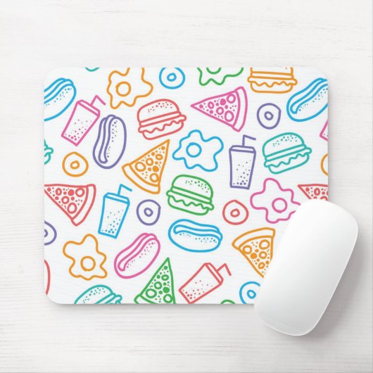 Tapis De Souris Motif d'aliments de préparation rapide (Avec souris)