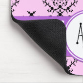 Tapis De Souris Motif Damas, Damas rose, Monogramme (Coin)