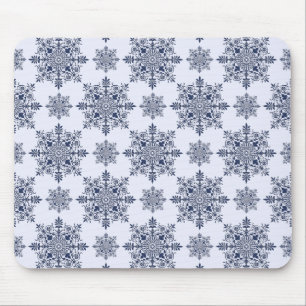 Tapis De Souris Motif Damas de flocon bleu