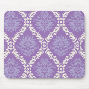 Tapis De Souris motif damassé crème pourpre