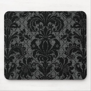Tapis De Souris motif damassé noir en faux dentelle