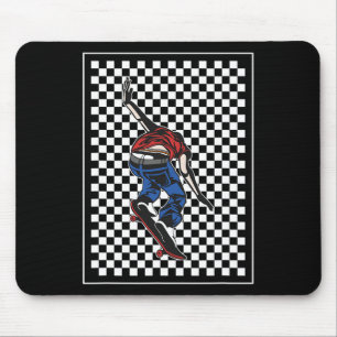 Tapis De Souris Motif Damier Damier Skateur Adolescent Skateboar