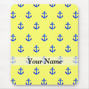 Tapis De Souris Motif d'ancre jaune