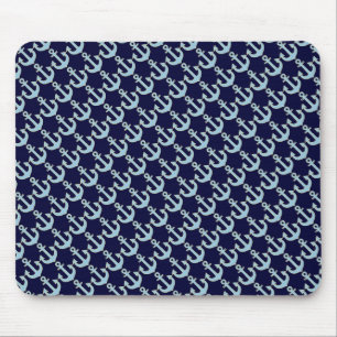 Tapis De Souris motif d'ancre nautique de bateau bleu