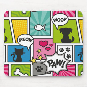 Tapis De Souris Motif d'animal familier de style de bande dessiné