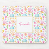 Tapis De Souris Motif d'aquarelle douce Coeurs et Cupcakes (Devant)