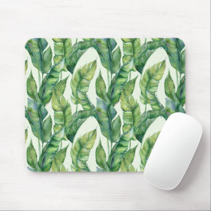 Tapis De Souris Motif d'aquarelle Feuille à la banane verte