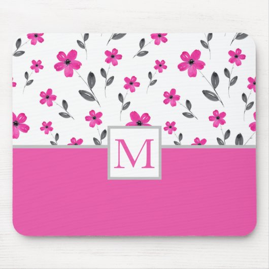 Tapis De Souris Motif d'aquarelle rose chaud cinq pétales (Devant)