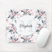 Tapis De Souris Motif d'aquarelle rose et gris (Avec souris)