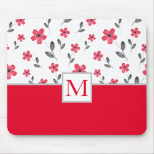 Tapis De Souris Motif d'aquarelle rouge à cinq pétales