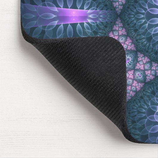 Tapis De Souris motif d'art fractal 3D Turquoise violet rose (Coin)