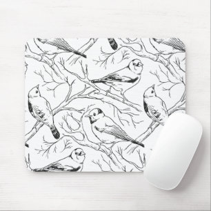 Tapis De Souris Motif d'art linéaire minimaliste d'oiseaux nord-am