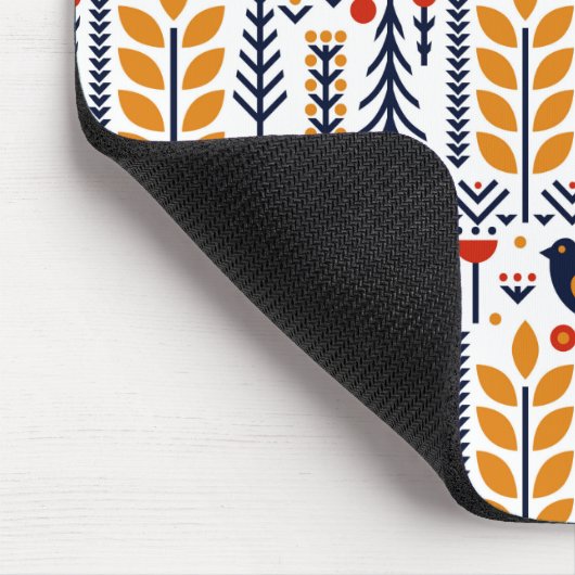 Tapis De Souris Motif d'art populaire d'oiseau d'automne (Coin)