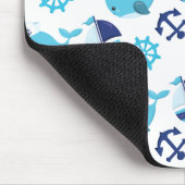 Tapis De Souris Motif De Baleines, Baleines Bleues, Votre Nom (Coin)