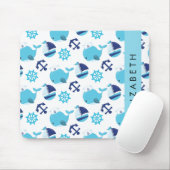 Tapis De Souris Motif De Baleines, Baleines Bleues, Votre Nom (Avec souris)