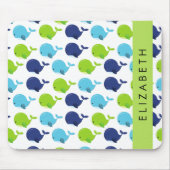 Tapis De Souris Motif De Baleines, Beaux Baleines, Votre Nom (Devant)