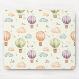 Tapis De Souris Motif de ballon à air chaud fantaisiste en aquarel