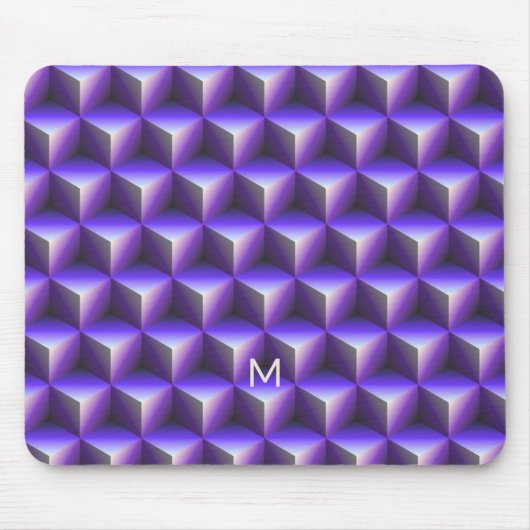 Tapis De Souris Motif de bloc de cube violet abstrait (Devant)