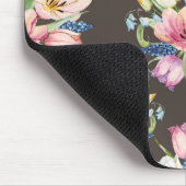 Tapis De Souris Motif De Bouquet Floral Rose Et Blanc (Coin)