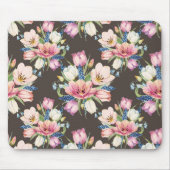 Tapis De Souris Motif De Bouquet Floral Rose Et Blanc (Devant)