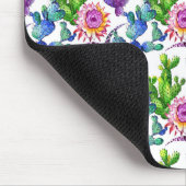 Tapis De Souris Motif de cactus de fleur sauvage d'aquarelle (Coin)