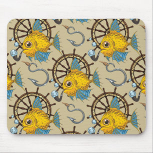Tapis De Souris Motif de capitaine de la marine marchande poisson