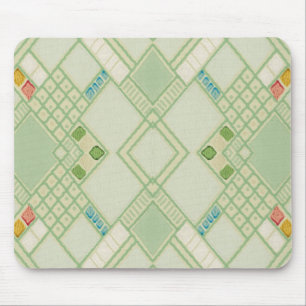 Tapis De Souris Motif de carreaux de Bohême géométrique vert rétro