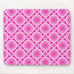 Tapis De Souris Motif de cercles élégants rose chaud et blanc mode