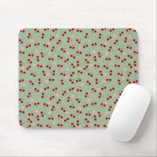 Tapis De Souris Motif de cerises sur fond vert