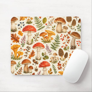 Tapis De Souris Motif de champignon automnal à l'aquarelle
