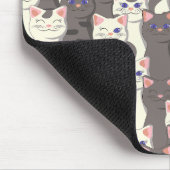 Tapis De Souris Motif de chats blancs et gris (Coin)