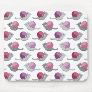 Tapis De Souris Motif de chats mignons heureux jouant avec des bal