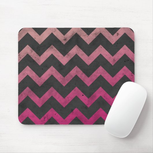 Tapis De Souris Motif de chevron gris foncé rose magenta (Avec souris)