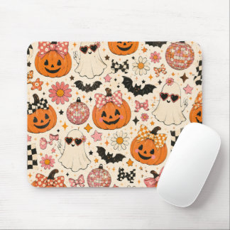 Tapis De Souris Motif de citrouille Halloween rose mignon avec des
